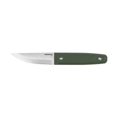 Knife with a green handle on a white background