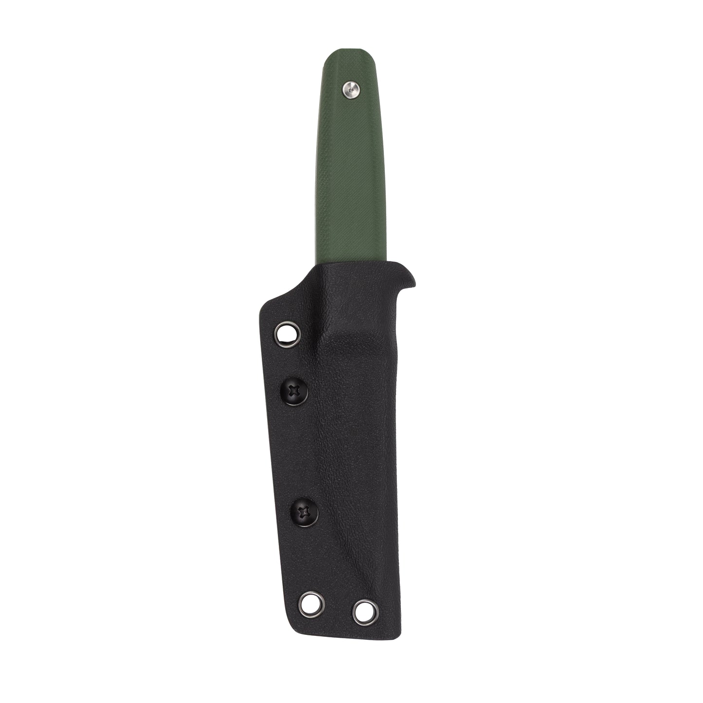 Black sheath with green blade on a white background