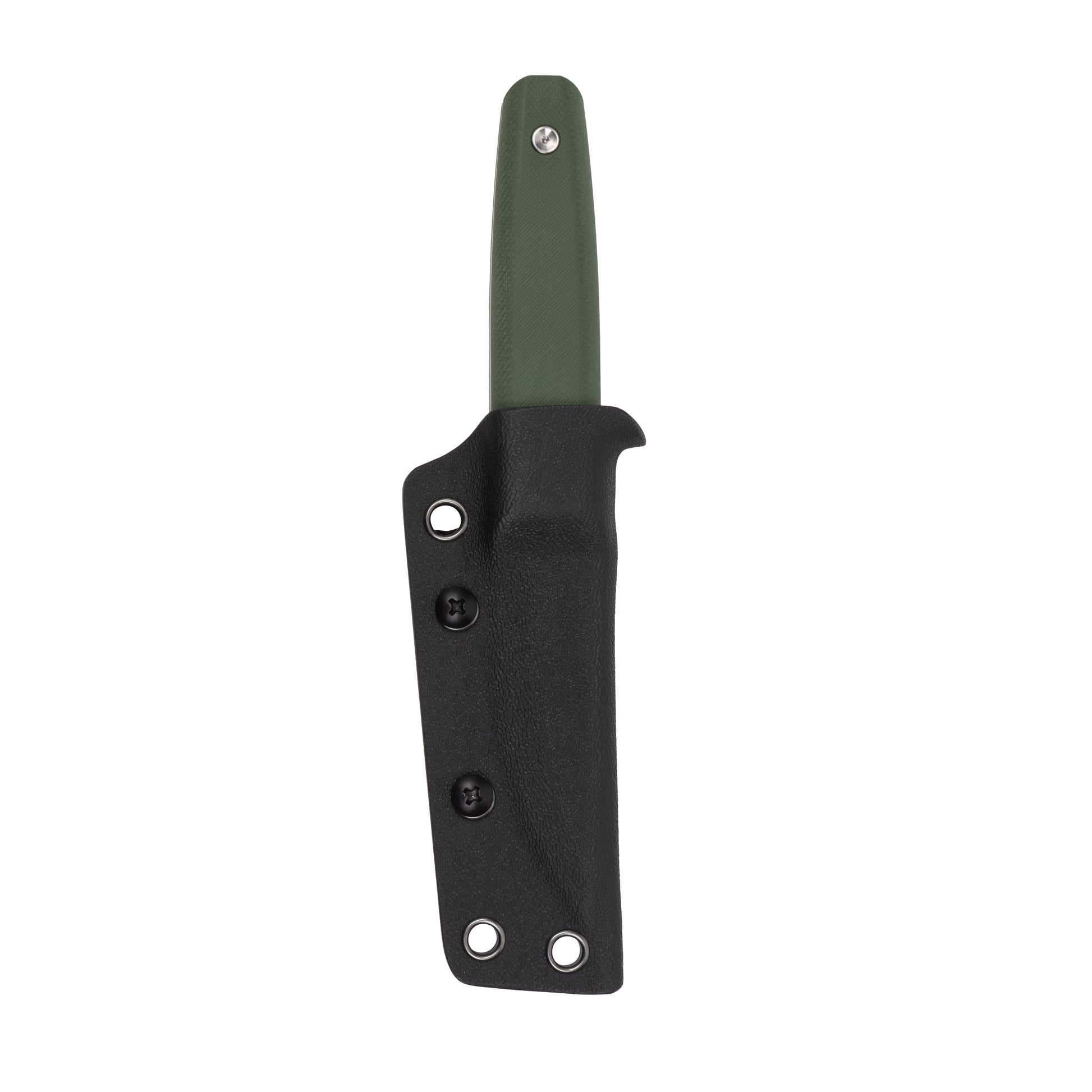 Black sheath with green blade on a white background