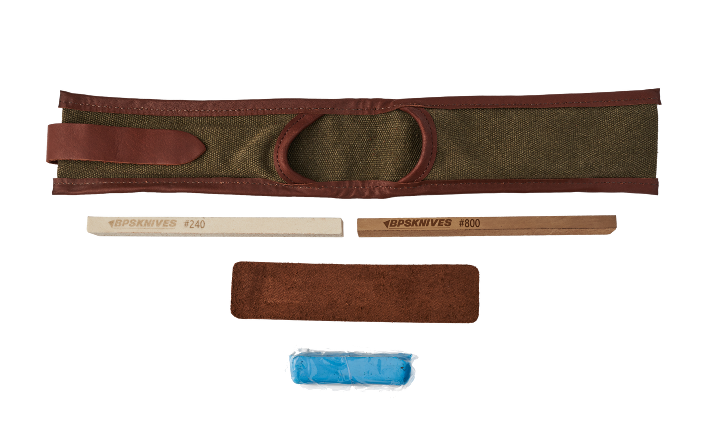Green fabric belt with brown leather strap 
